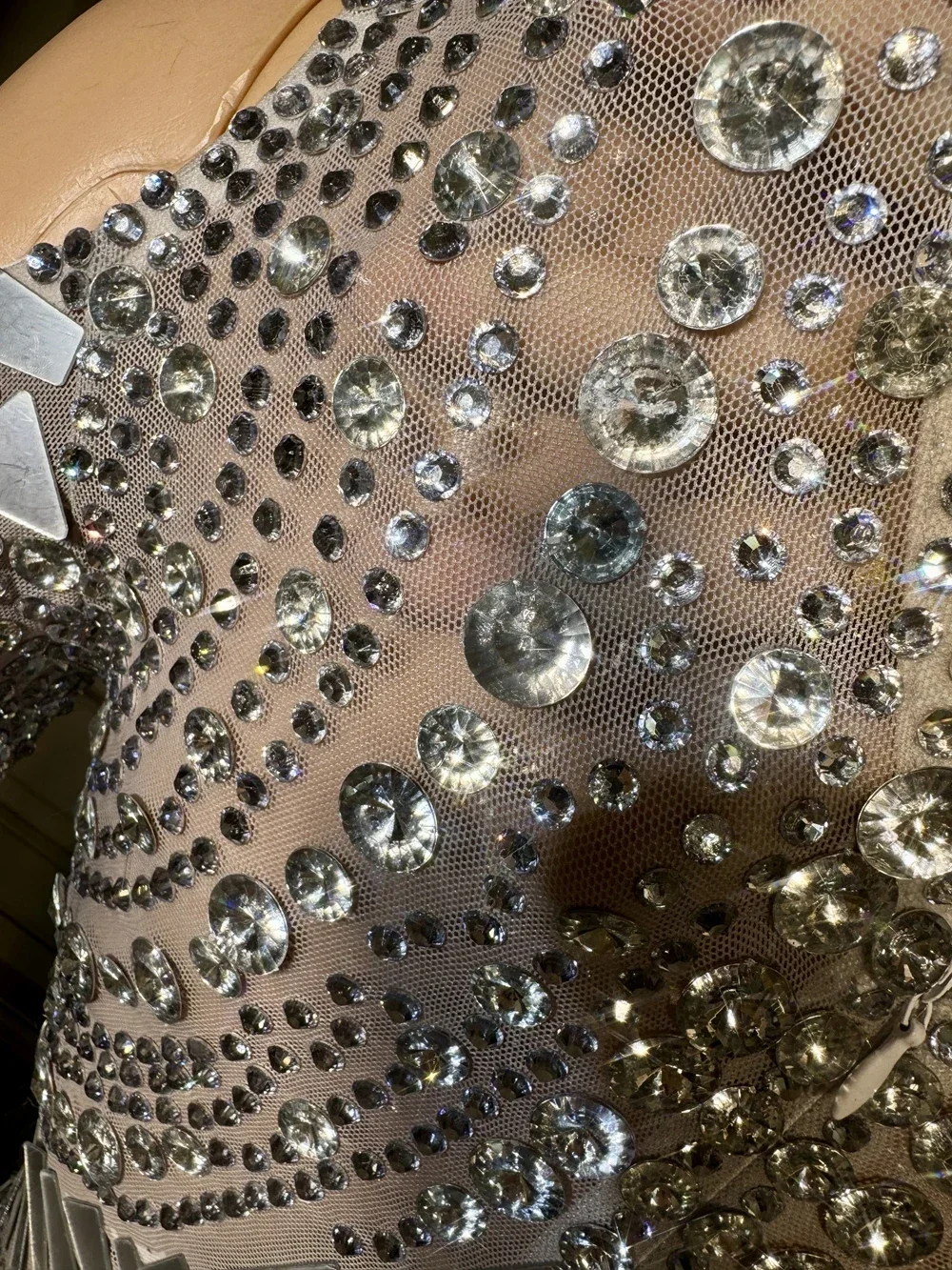 Vestido largo con diamantes de imitación brillantes para mujer, guantes de terciopelo de malla Sexy, vestido de boda para celebración de cumpleaños, ropa para sesión de fotos