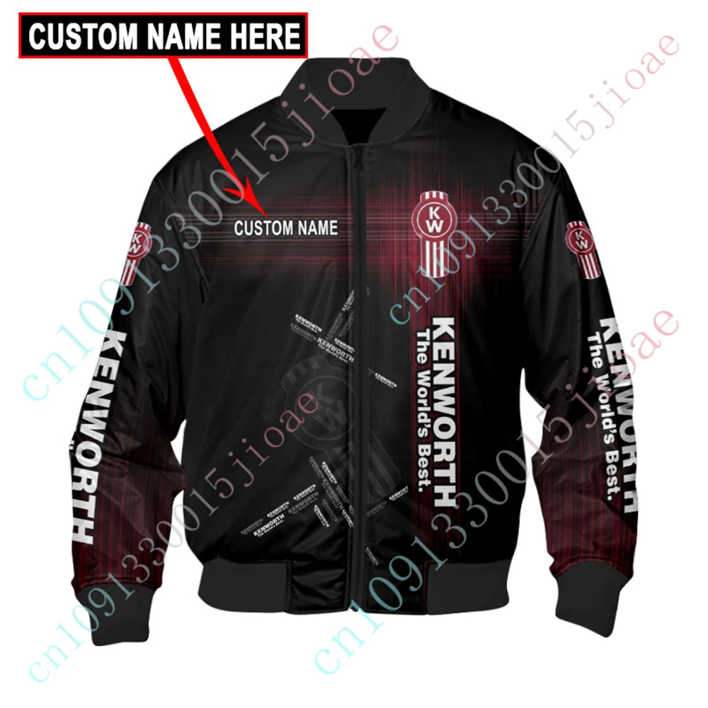 Kenworth Windbreaker Thick Coat Jackets For Men's Clothing Techwear Baseball Uniform Harajuku Parkas Bomber Jacket Custom Logo