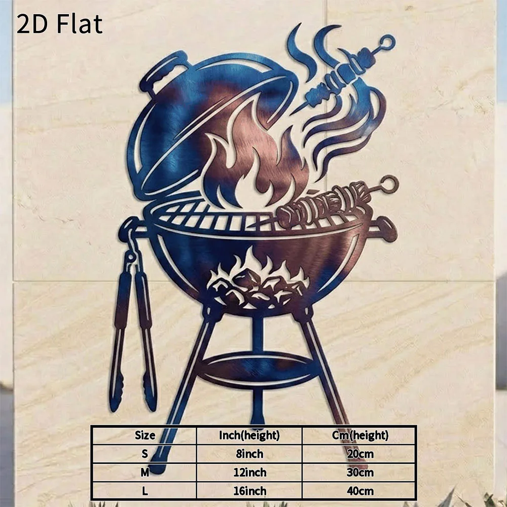 CIFBUY BBQ Grill Metal Wall Art Iron Rust Proof Waterproof Indoor Outdoor Garden Patio Man Cave Home Decoration