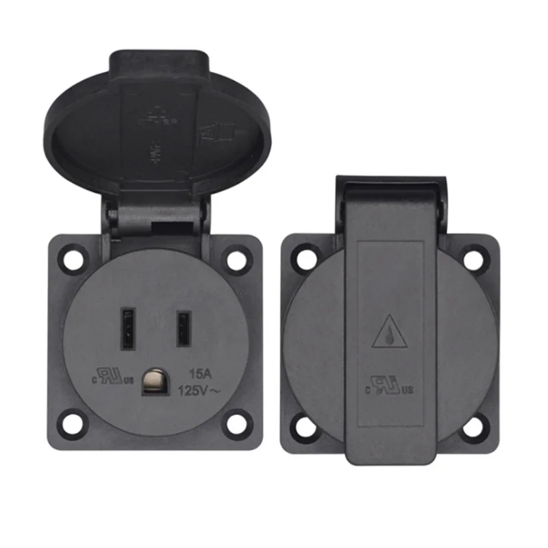 5-15P American Standard Power Industrial Outdoor Waterproof Socket Two flat and oneround flip cover type 15A125V 5-15P