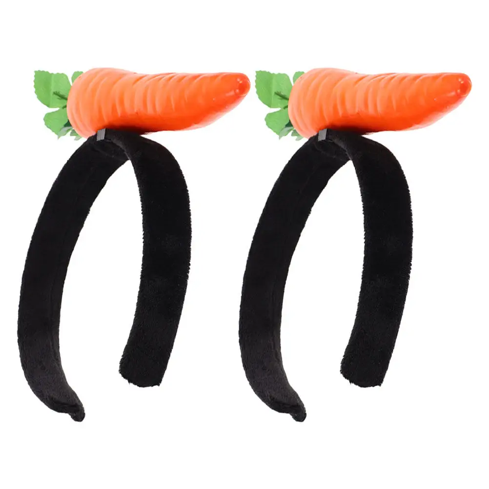 

2Pcs Quirky Carrot Headband Soft Material Easter Party Hair Accessory Cosplay Dress Up Headwear Cute Costume Decoration