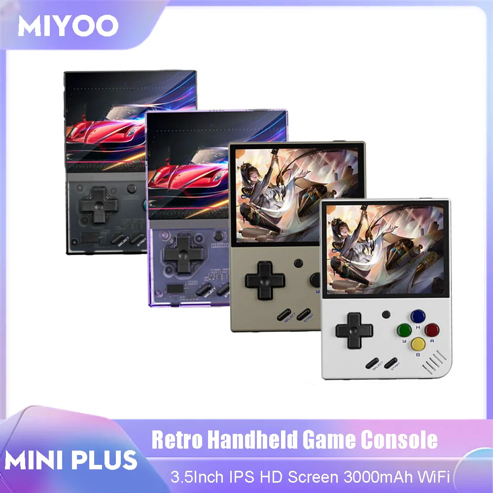 Miyoo Mini Plus V3 Retro Handheld Game Console 3.5Inch IPS HD Screen 3000mAh WiFi 20000 Game Linux System Portable Video Players