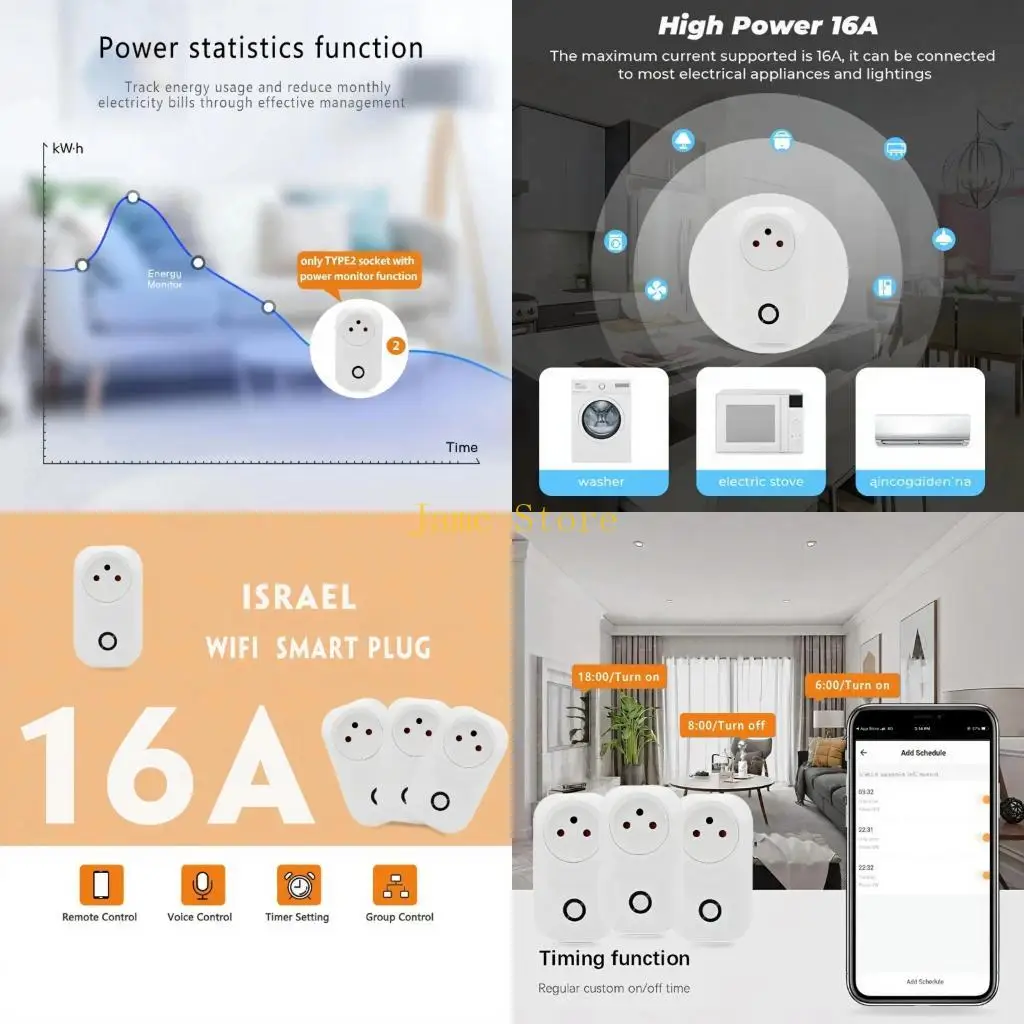 LX0B Israel Intelligent Plugs 2200W 3500W Timers Function For Phone Laptop And Appliances