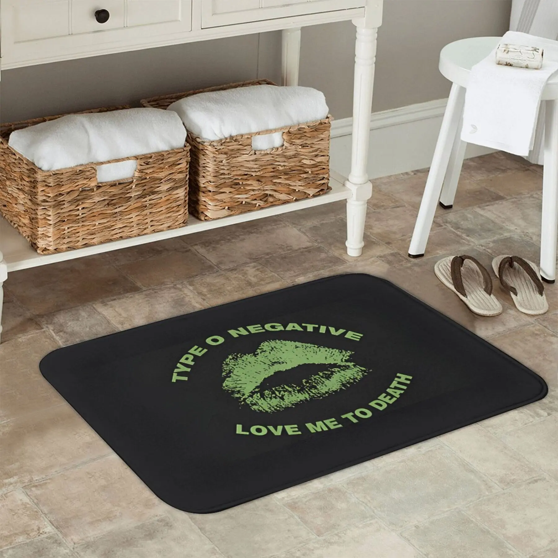 Type O Negative Art-Inspired Non-Slip Doormat - Machine Washable, Lightweight Polyester Rug for Living Room & Hallway Decor
