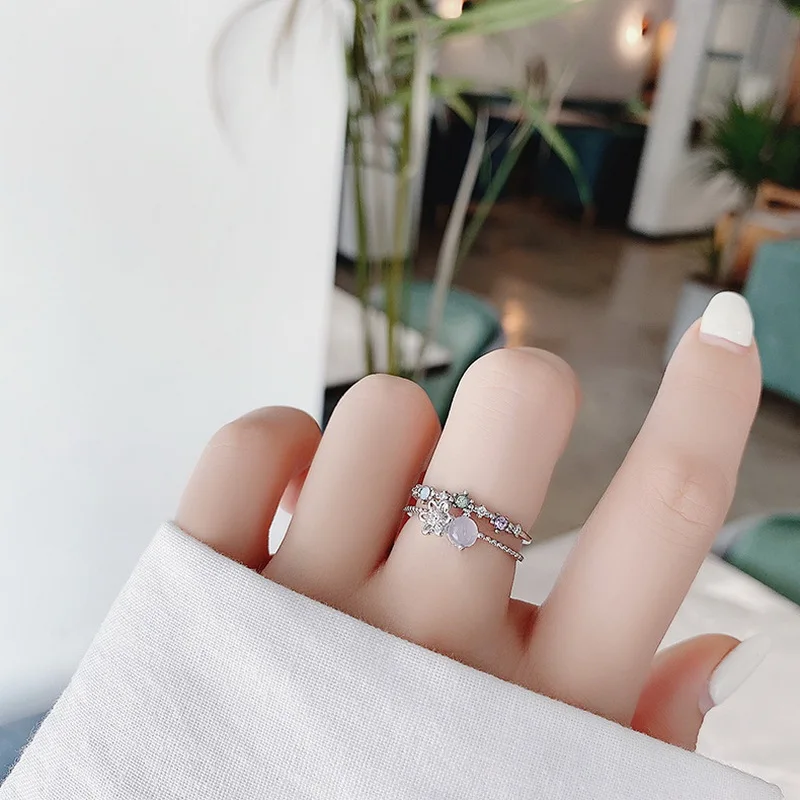 Zarte Kristall-Zirkon-Ringe für Frauen, süße Blume, Blatt, Schmetterling, verstellbare offene Ringe, Hochzeit, Verlobung, Schmuck, Geschenk – Detail 32
