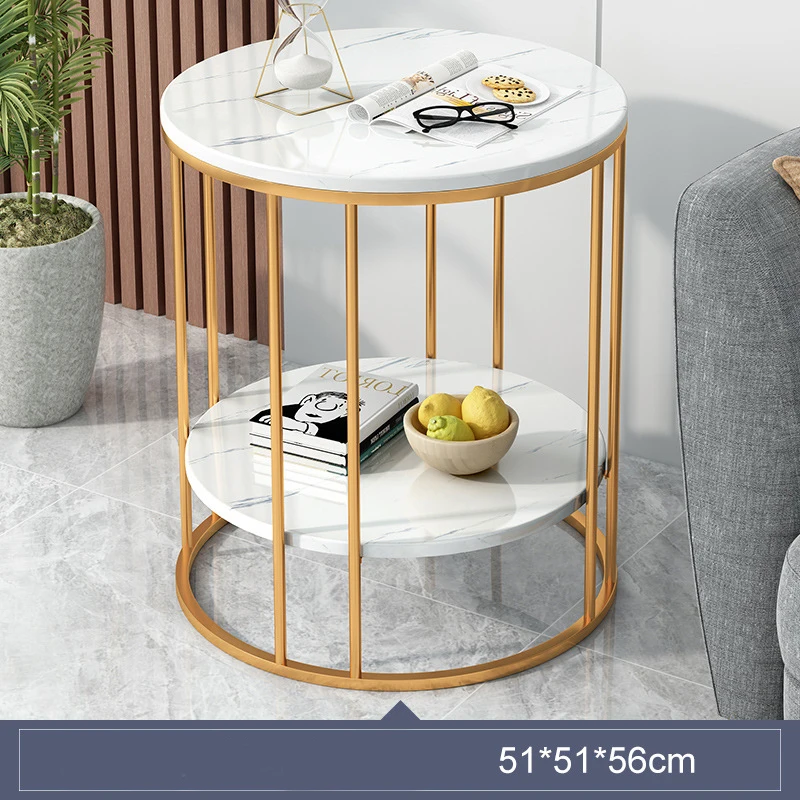 Creative Household Small Table Bedroom Simple Modern Coffee Table Marble Pattern Small Round Table Double Stone Pattern Desk