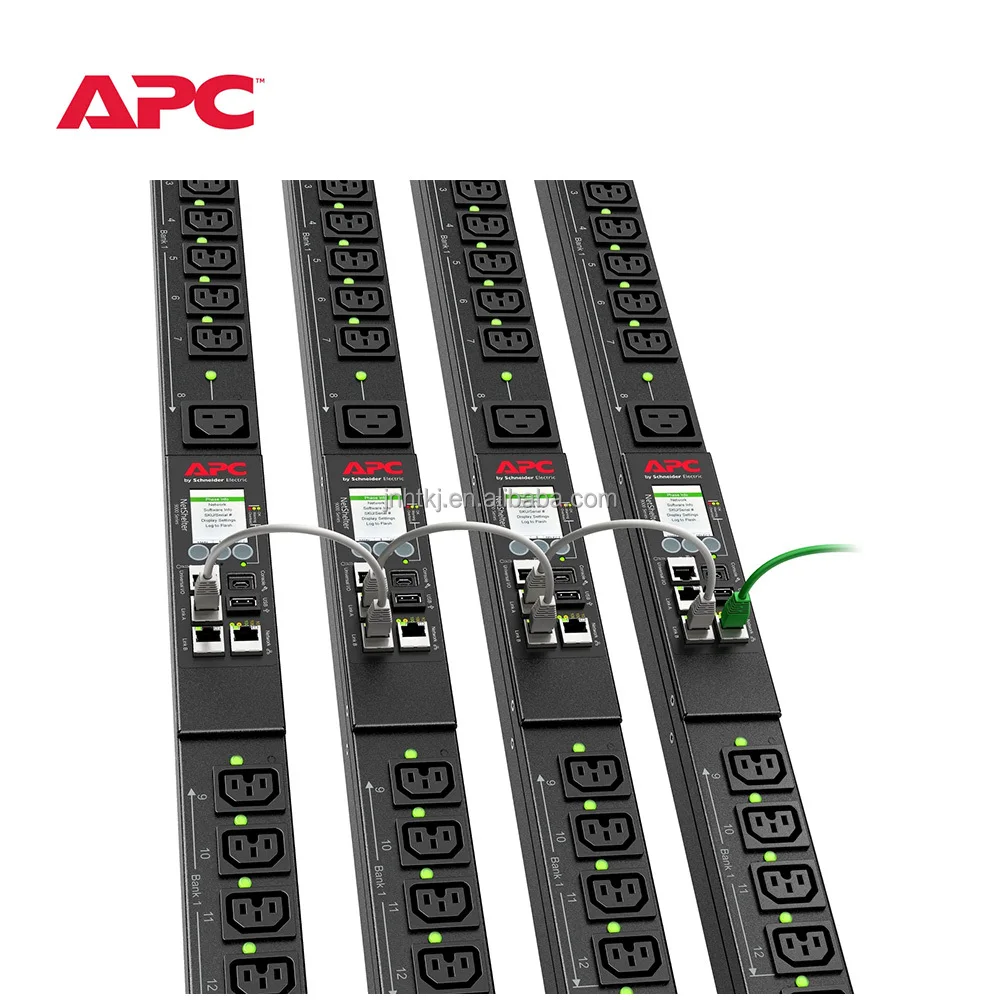 

APC PDU APDU9959EU3 APC Rack Power Distribution Unit 9000 Switched ZeroU 16A 230V (21) C13 & (3) C19 IEC309 Cord PDU Vertical