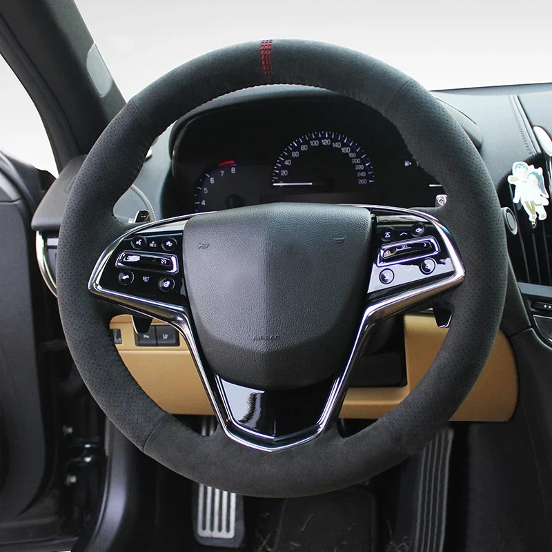 

Alcantara Steering Wheel Cover for Cadillac ATS 2013-2015 CTS 2014-2016 Interior Accessories Parts Steering Wheel Cover