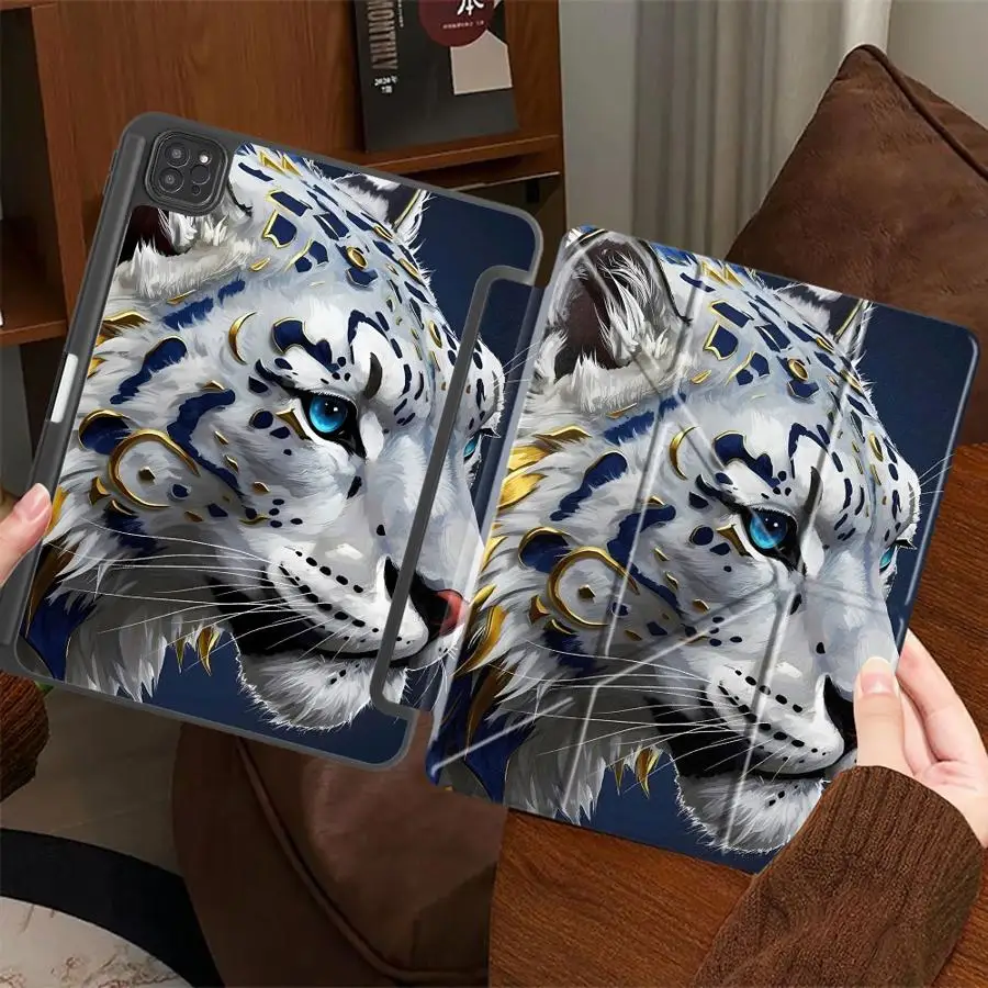 Blue Eye Tiger Pattern Holder Cover Tablet Case For iPad Pro 2025 Pro 11th 10th 9th 8th 7th 12.9inch Air 4 5 M3 M2 M4 11inch