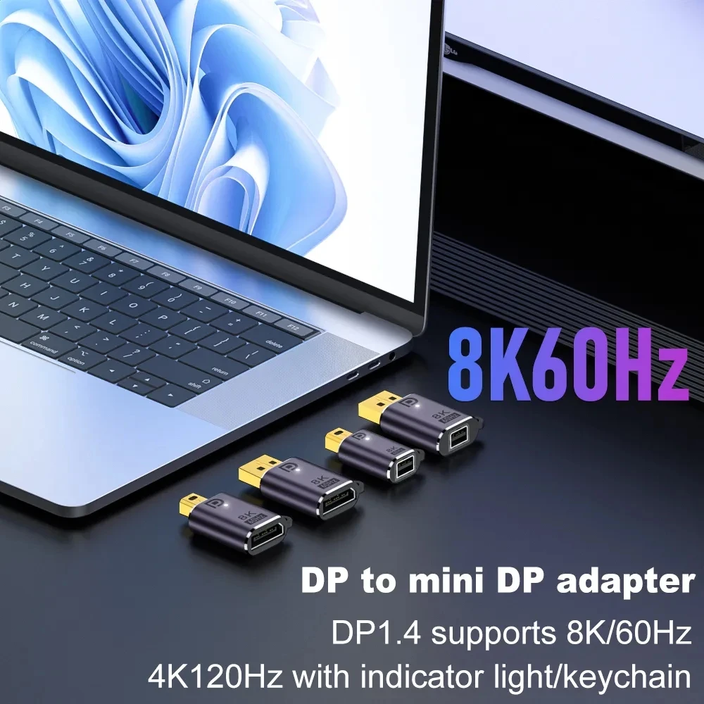 8K Mini DP Displayport 1.4 Adapter Converter 8K@60Hz 4K@144Hz DP to Mini DP Male to female Connector Extender for PC Laptop TV