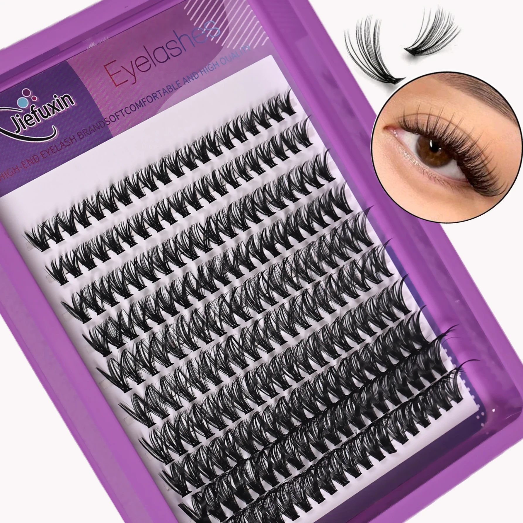Wimperncluster, 200 Stück, DIY-Einzelwimpern, natürlicher Look, Wispy-Wimpernverlängerung, 8–16 mm, D-Locken, Einzelwimpern, flauschig