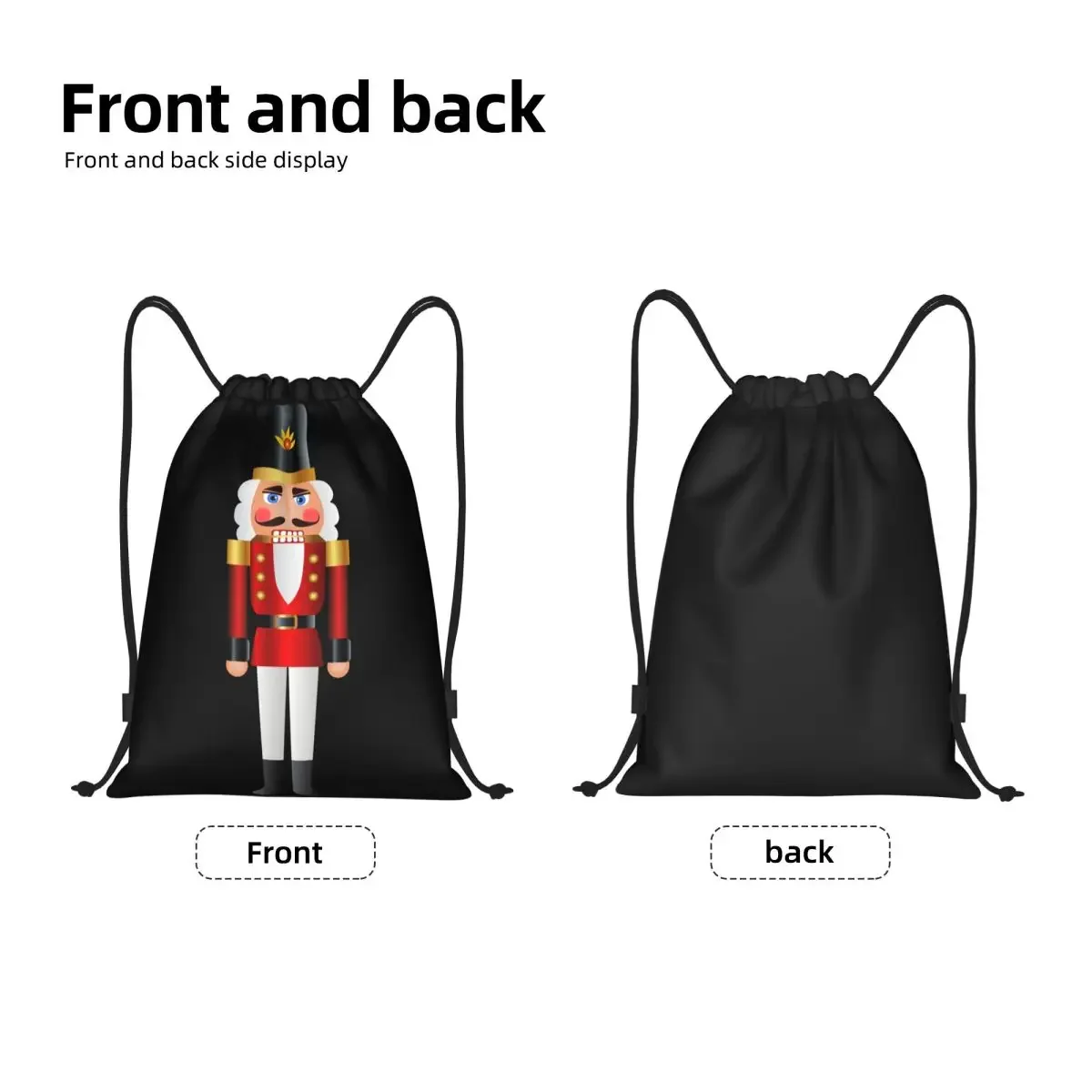 Custom Cartoon Christmas Nutcracker Toy Soldier Drawstring Backpack Sports Gym Bag For Men Women Training Sackpack