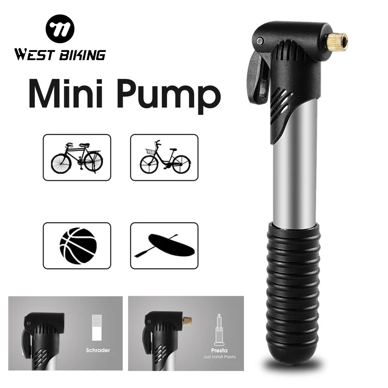 

WEST BIKING Mini Bicycle Pump 70PSI Portable Bike Tire Inflator For Schrader/Presta Valve Hand Pump MTB Road Bike Accessories