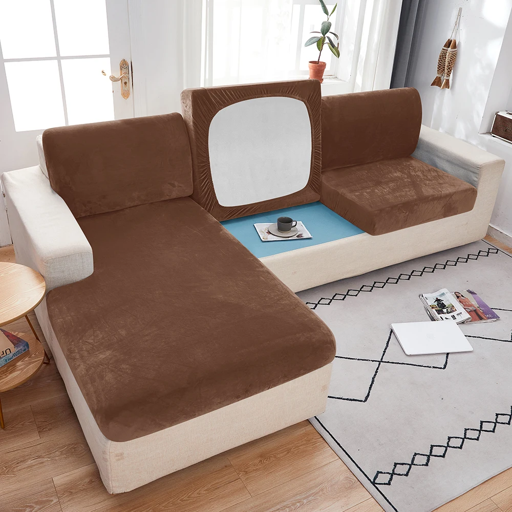 1pc Plush Sofa Slipcover Anti-slip Elastic Sofa Cover for Bedroom Office Living Room Home Decor Couch Cover Furniture Protector image 3