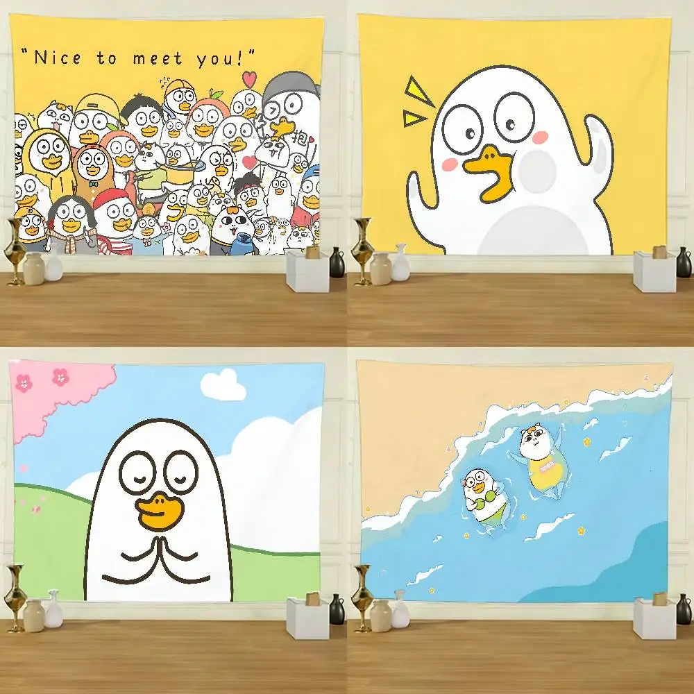 Cute DUCKYO Duck Flag Tapestry Creative Pattern Photo Living Room Wall Art Decor Party Outdoor Decorate Banners
