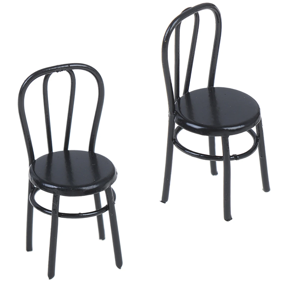 WOWFU-2 pièces Miniature noir salle à manger chaise 1:12 échelle Mini chaises en métal pour bricolage maison de poupée meubles de cuisine décoration