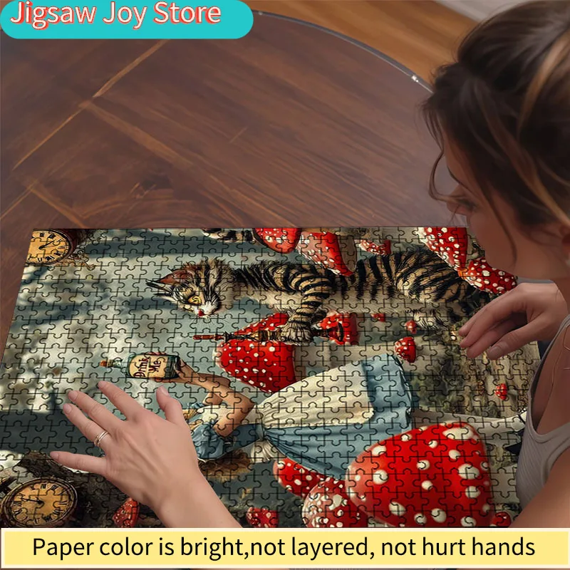 1000-delige kleurrijke Wonderland Alice puzzel |   Levendig abstract ontwerp, Alice in Wonderland-patroon, uitdagend en vermakelijk