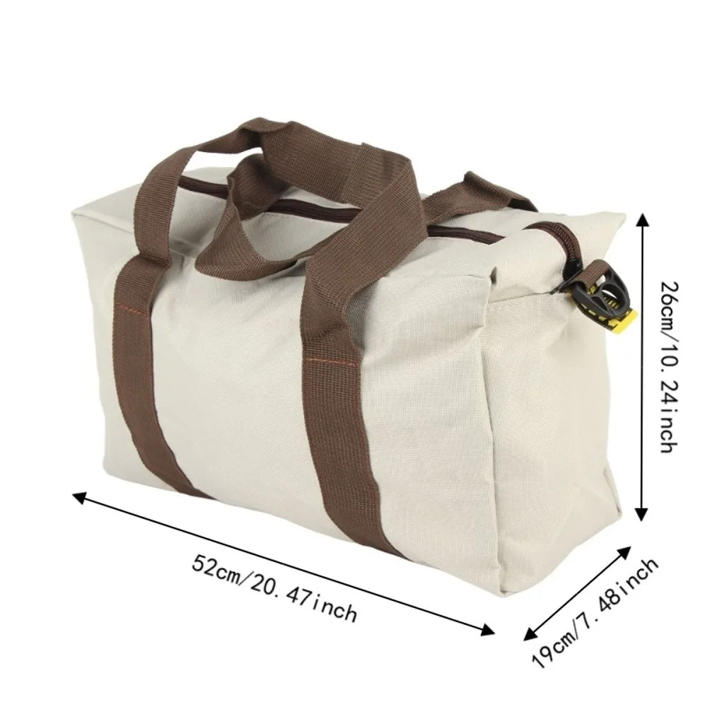 Waterproof Wide Mouth Tool Bag Large Capacity Heavy Duty Canvas Tool Case High Bearing Capacity Gray Hardware Storage Handbag