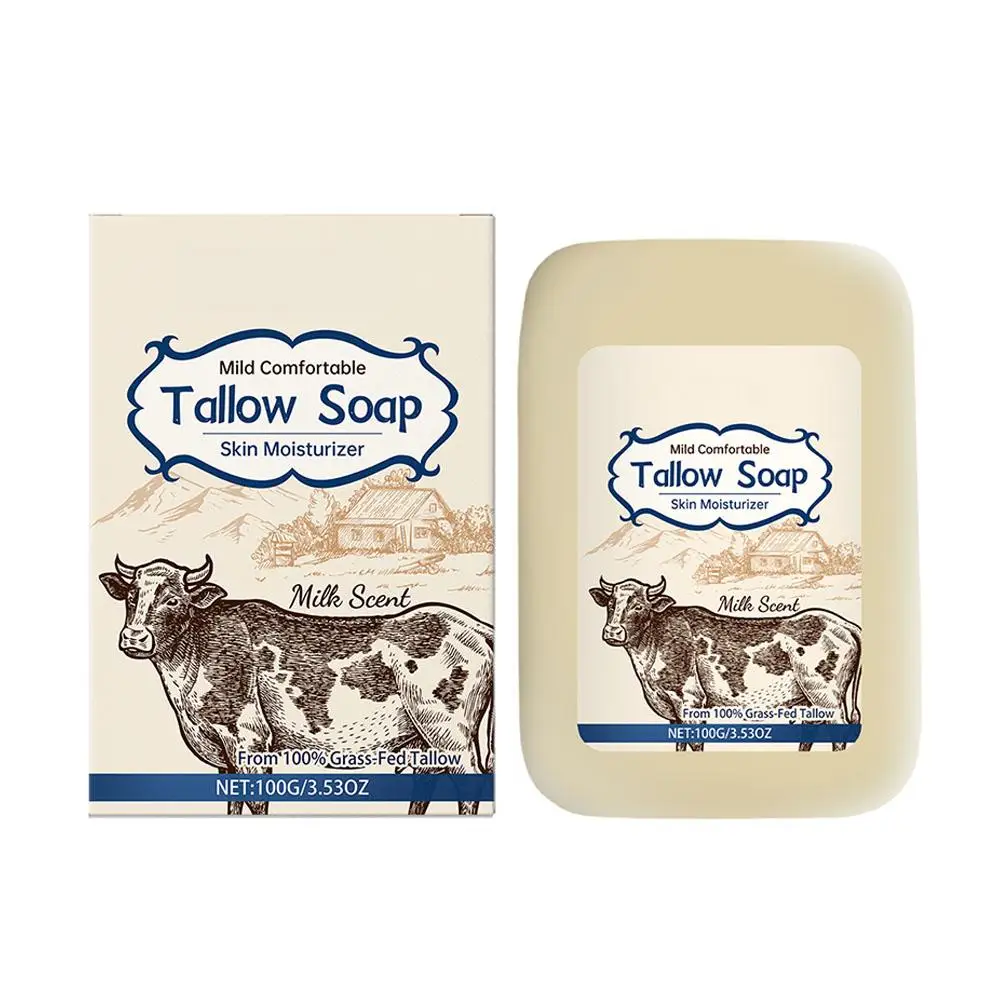 Tallow 바디 비누 바, 수분 잠금, 부드럽고 깊게 클렌징, 100g, 여성을 위한 이상적인 선물, 스킨 케어 에센셜 E5T1