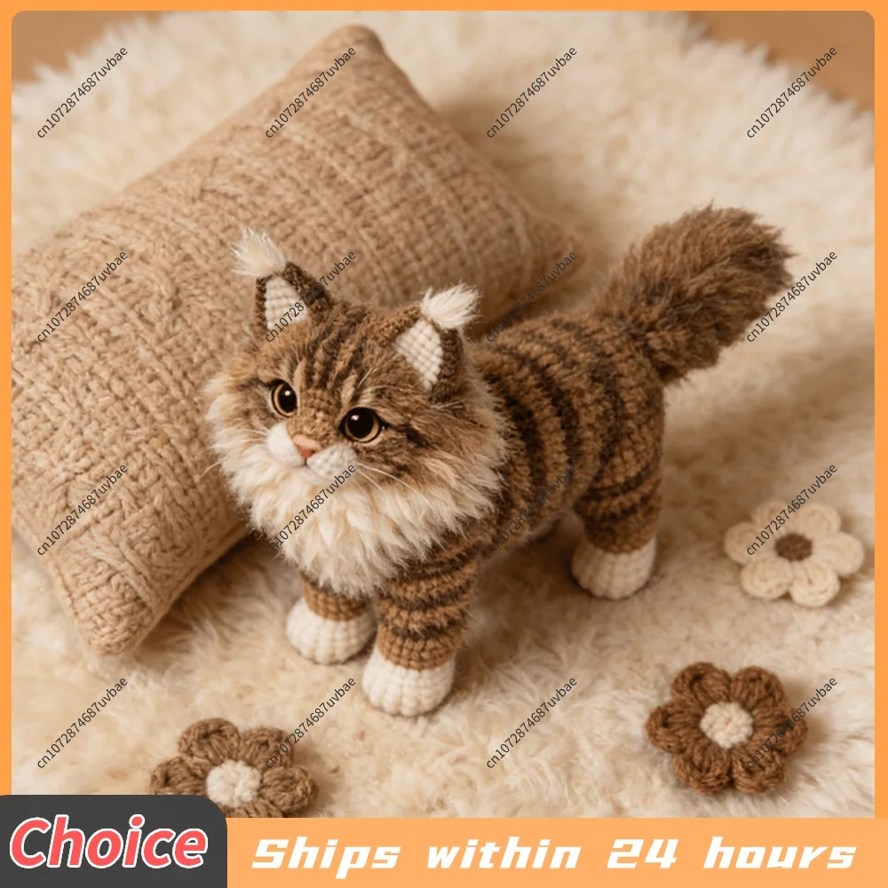 Tabby Cat DIY Crochet Kit for Beginners Adults Birthday Gifts Easy Arts and Crafts Knitting Kit W/ Step-by-Step Tutorials