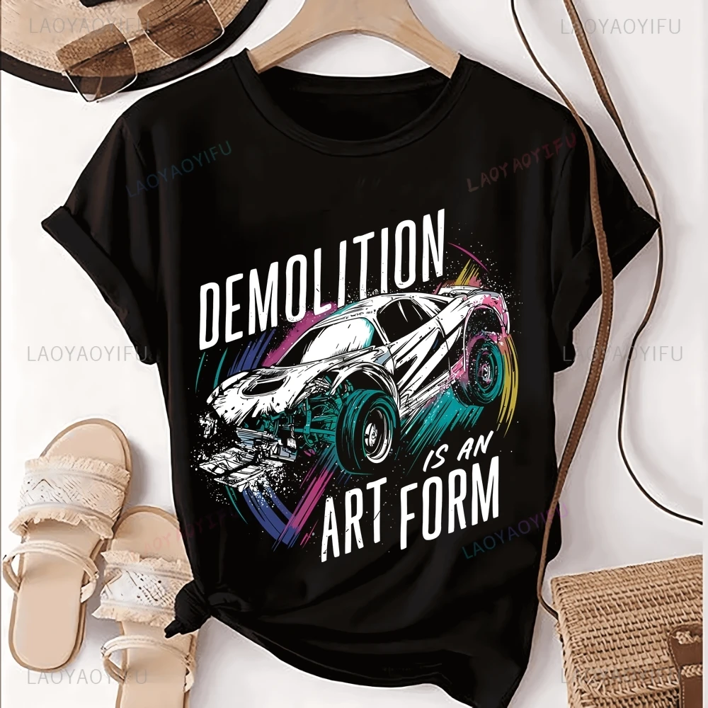 Vintage Demo Derby Demolition Derby Demolition Derby Enthusiast Printed T-shirt Top Trend Unisex Shirt Pattern Oversized T-shirt