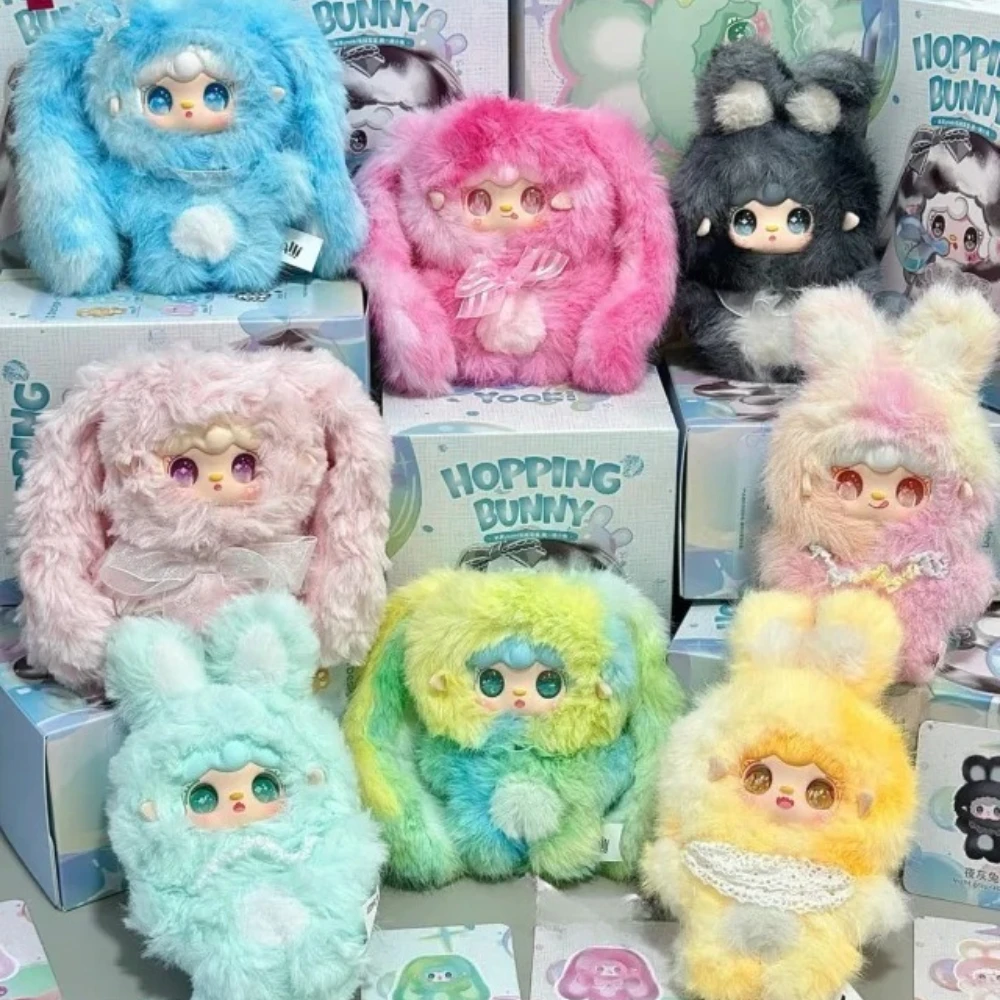 Echte Yooki V5 Hopping Bunny Serie Plüsch Blind Box Kawaii Vinyl Gesicht Schlüsselbund Action Figur Tasche Anhänger Mystery Box Geschenk Spielzeug
