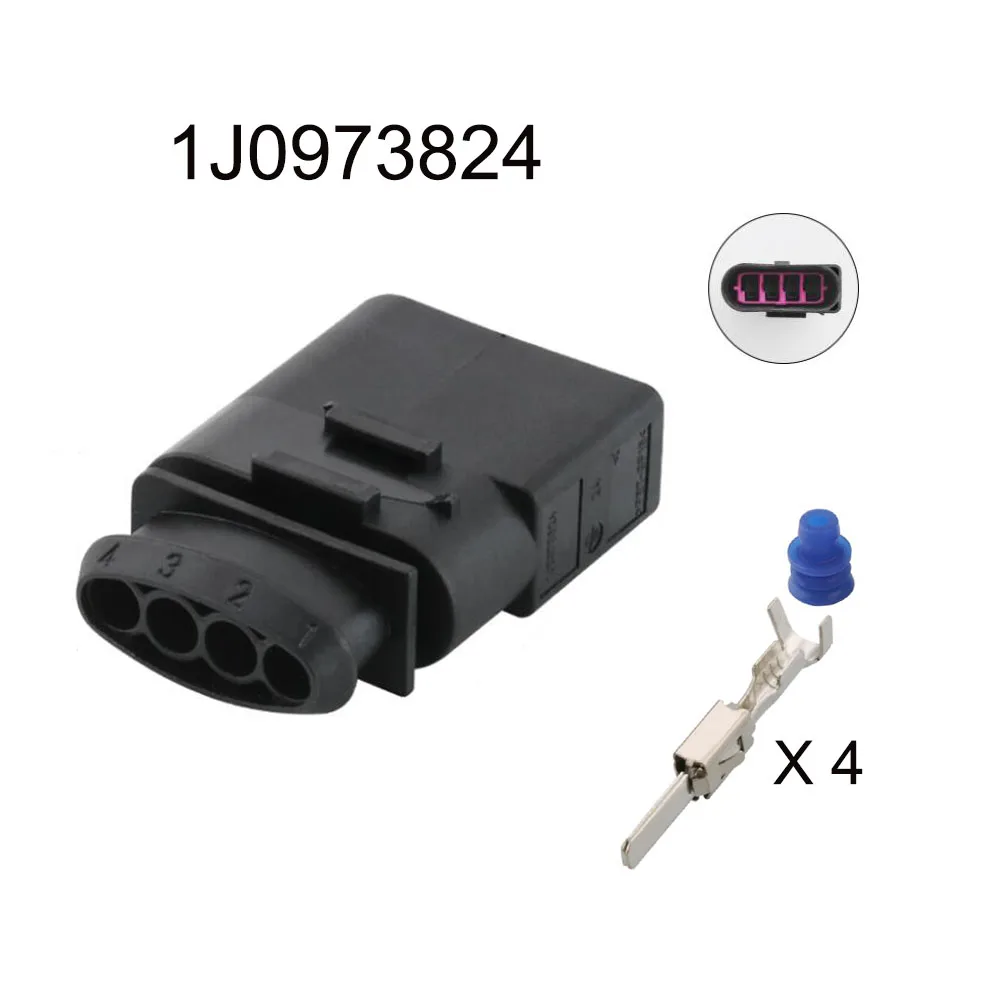 100SET 1J0973724 1J0973824 auto Waterproof connector 4 pin automotive Plug famale male socket Includes terminal seal