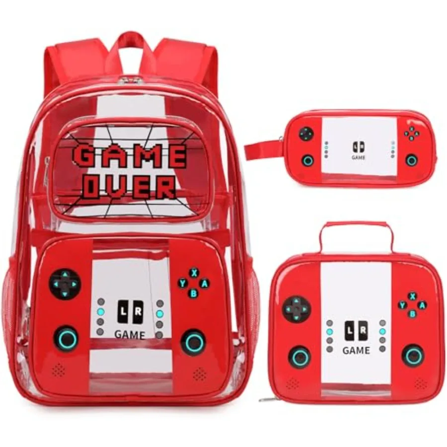 

Clear Backpack for Boys, PVC Transparent Cool Luminous Gamer Backpack for Boys Girls Teens Elementary Middle School, Clear Book