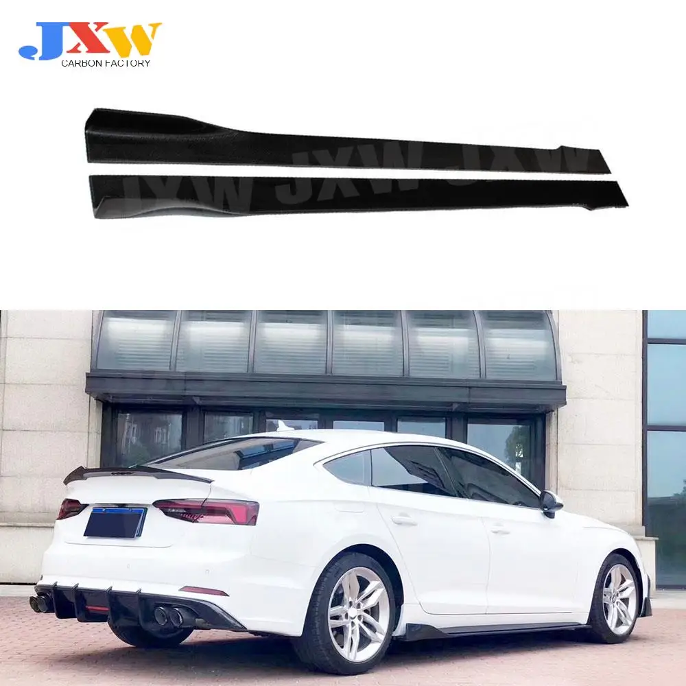 

2Pcs/Set Carbon Fiber Car Side Skirts Extension Body Apron Lip for Audi A5 Sline S5 RS5 Car Styling FRP Bumper