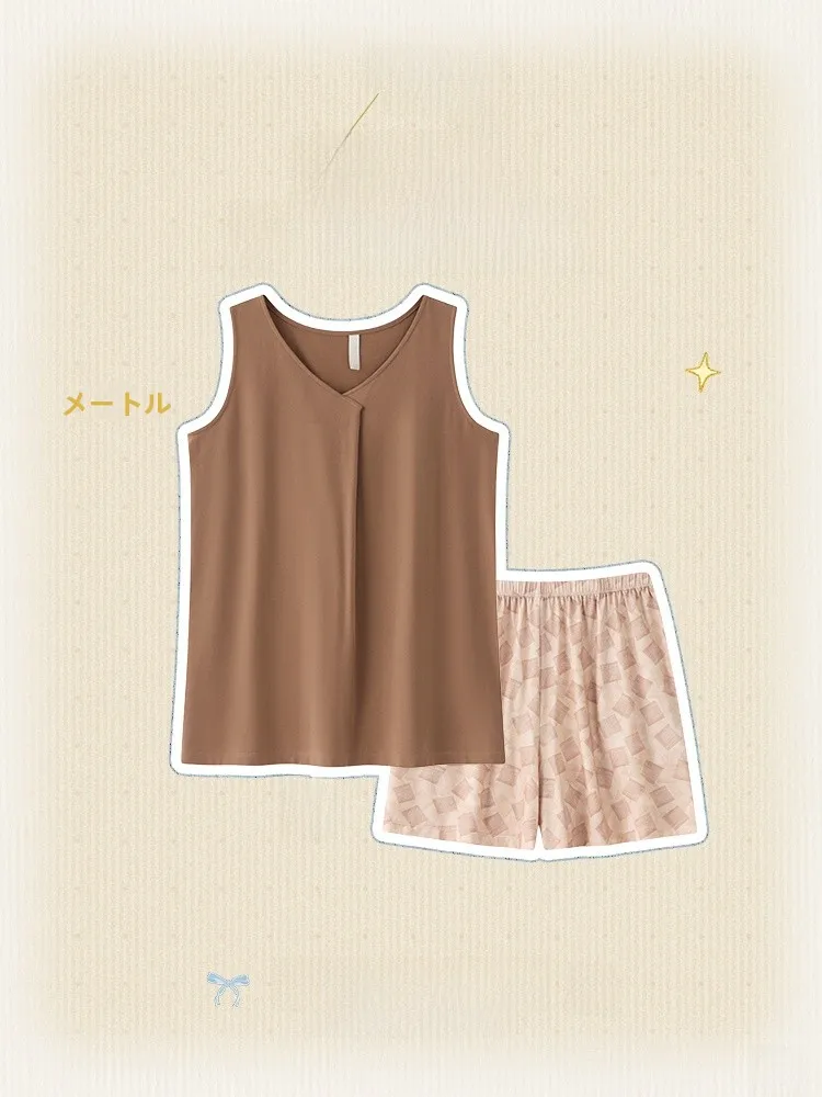 cooling-type-sleeveless-vest-women's-sleepwear-summer-home-clothes-with-chest-pad-can-be-worn-outside-leisure-loose-fit