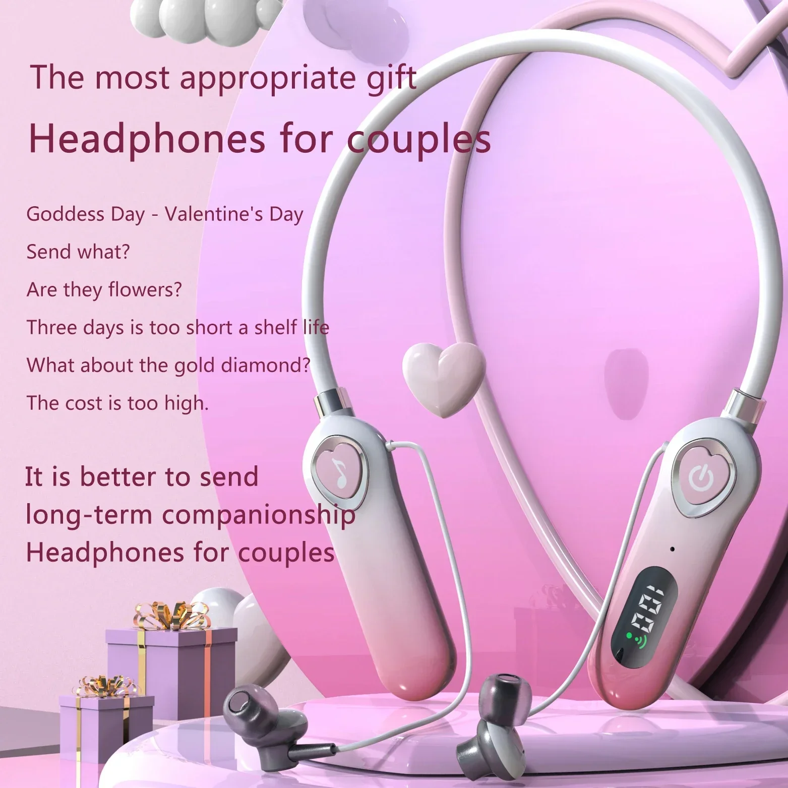 Sports Bluetooth Headset LED Digital Display Power Real-time Monitoring Silicone Hose Portable Wireless Bluetooth Earphones