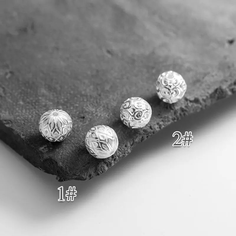 

925 Sterling Silver Hollow Out Spacer Beads 9x9mm Cloud Pattern Round Ball Craft Charm Beads Fit Bracelets Earring Jewelry Make