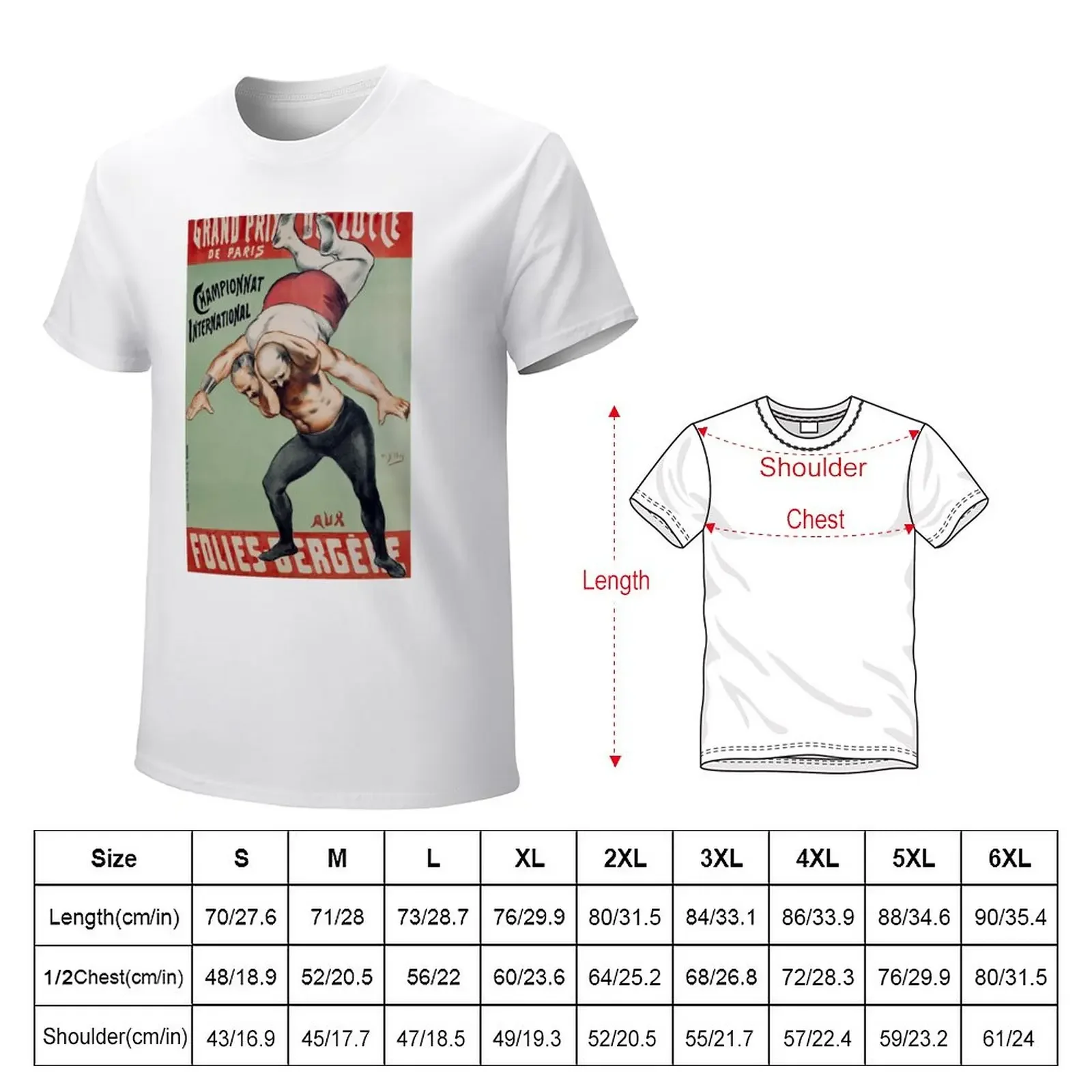 Grand Prix de Lutte de Paris Championnat International Aux Folies-Bergere Artwork T-Shirt anime mens workout shirts