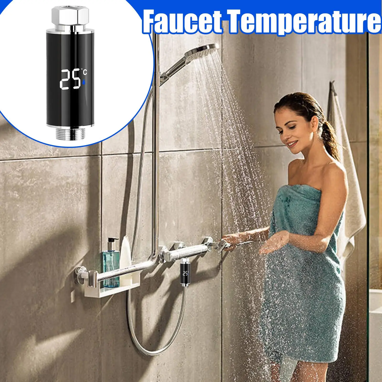 

Дисплей температуры душа, беспроводной монитор температуры душа, безопасный портативный цифровой индикатор, водонепроницаемый дизайн для ванны