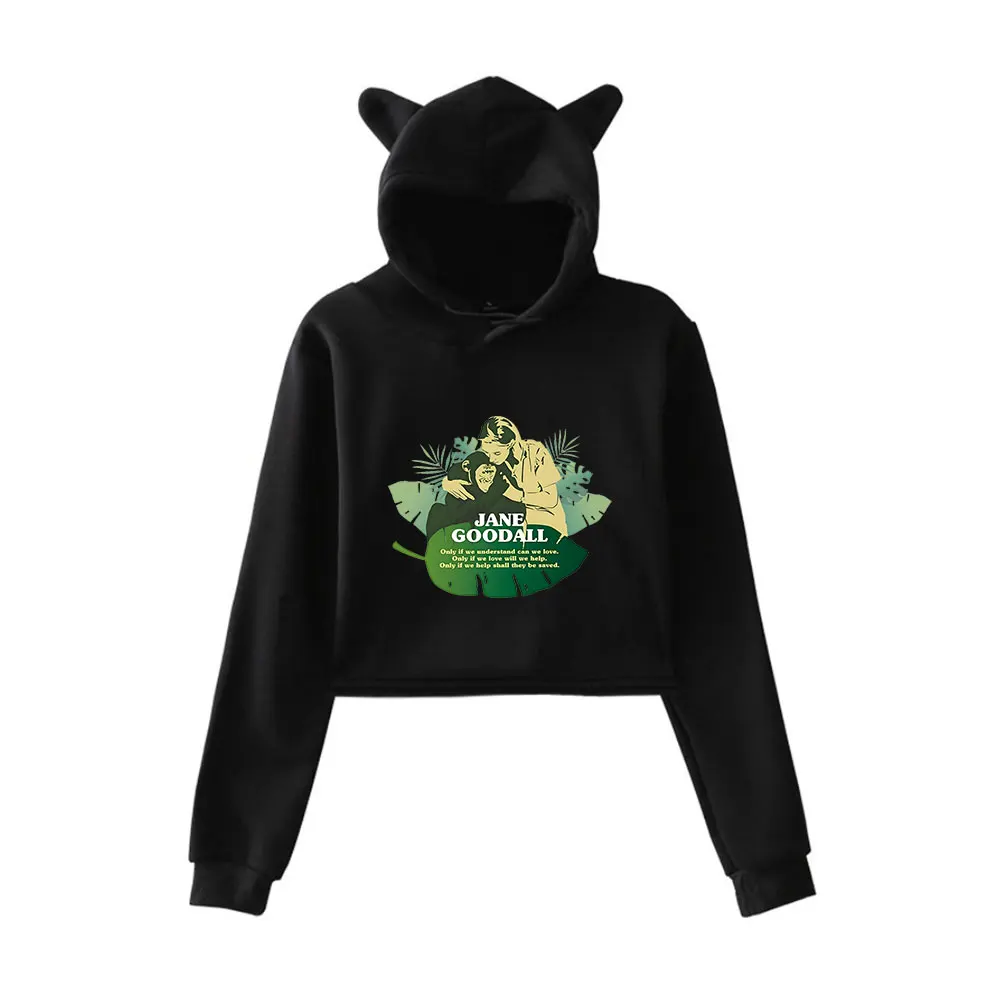 Jane goodall merch vintage 90s streetwear moletom com capuz para meninas gato orelha colheita moda esportes pulôver