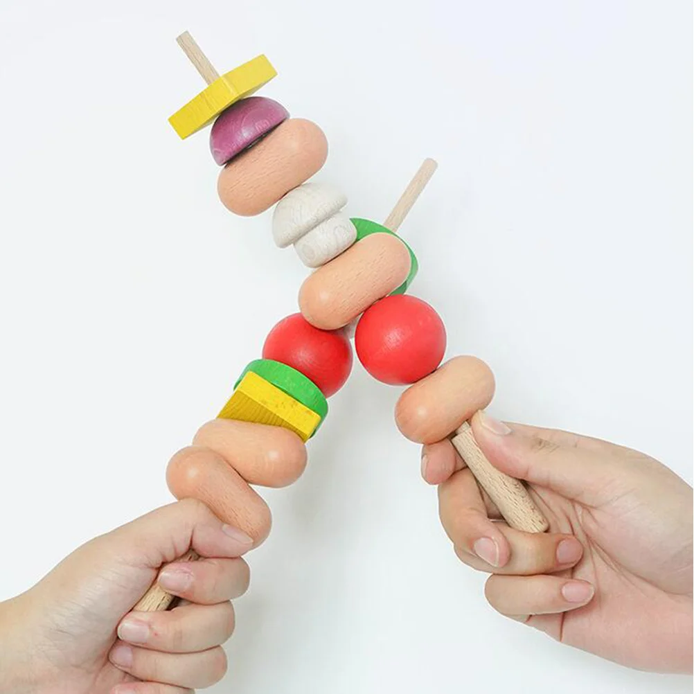 مجموعة واحدة من ألعاب الكباب الخشبية للشواء والتعليم المبكر للأطفال، لعبة تعليمية تفاعلية خيالية، هدية تعليمية