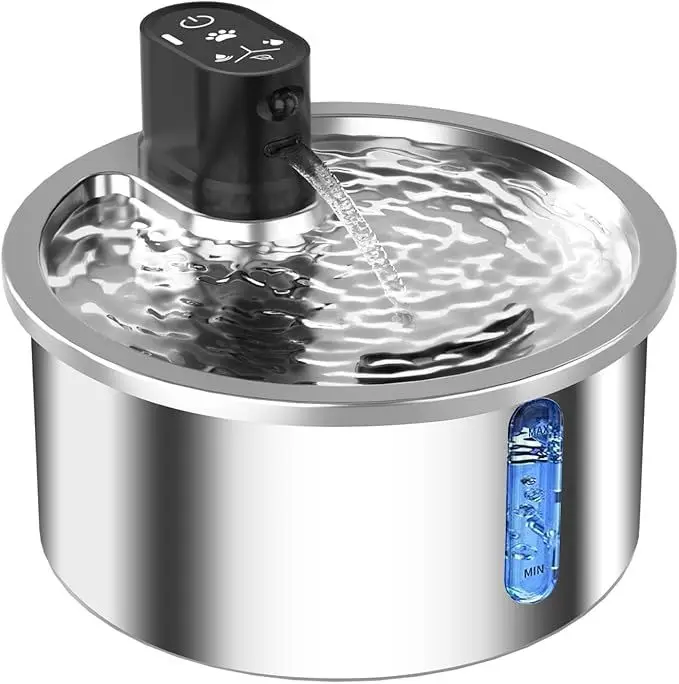 Wireless Cat Water Fountain Stainless Steel Heated Automatic Circulating Filter Pet Drinking Bowl for Cats and Dogs Portable