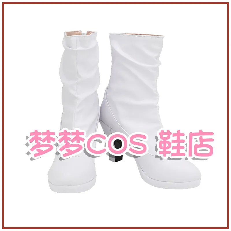 Anime Cowboy Bebop Faye Valentine Cosplay Shoes White Costume High Heels Shoes Faux Leather Boots