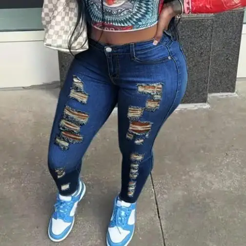 여성용 타이트 진을 위한 새로운 홀 브레이킹 패셔너블 진