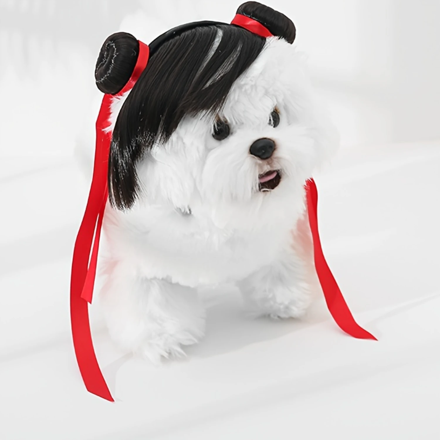 Unisex-Adult  Style Nezha Inspired Pet Wig Headband - Funny Dog & Cat Costume Hairpiece, Closed Network , Normal Temperature Fib