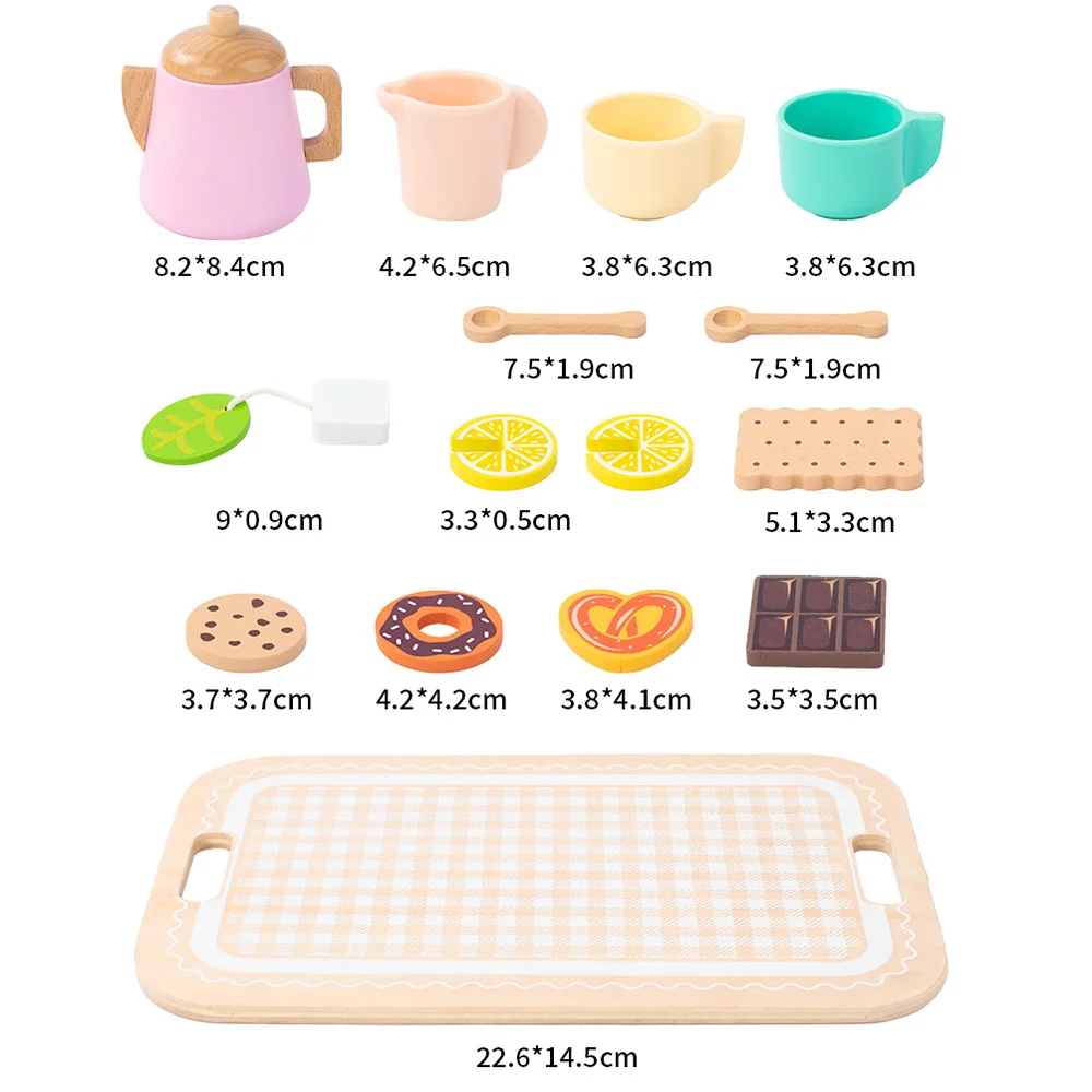 幼児用木製おままごとティーセット、子供用キッチンアクセサリー、パーティーごっこ遊びおもちゃ、女の子へのプレゼント