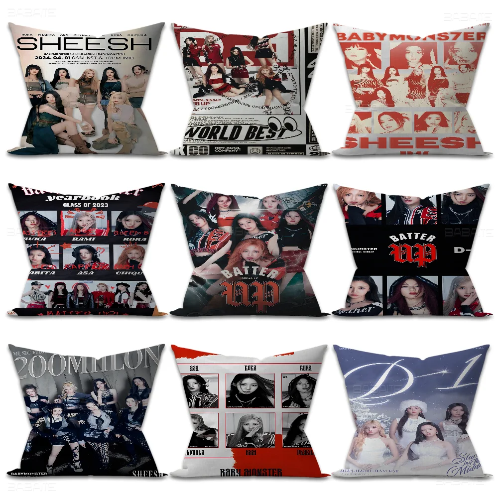 Kpop B-Babymonster Pillow Cushion Cover Pillowcase Living Room Sofa Home Decor Customized