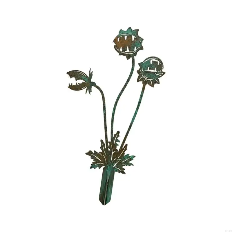 H8WB Metal Garden Stake for Flower Pots and Yard Use, Single Piece Metal Pick with Pointed Ground Insert for Soil Placement