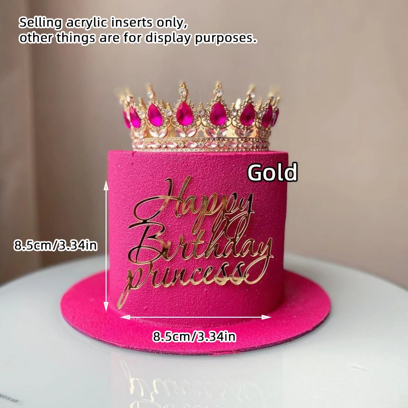 Tortenaufsatz aus Acryl, alles Gute zum Geburtstag, Königin, Prinzessin, geeignet für Mädchen, Geburtstagsparty, Kuchendekoration, Mädchen Mizwa-Babyparty – Detail 11
