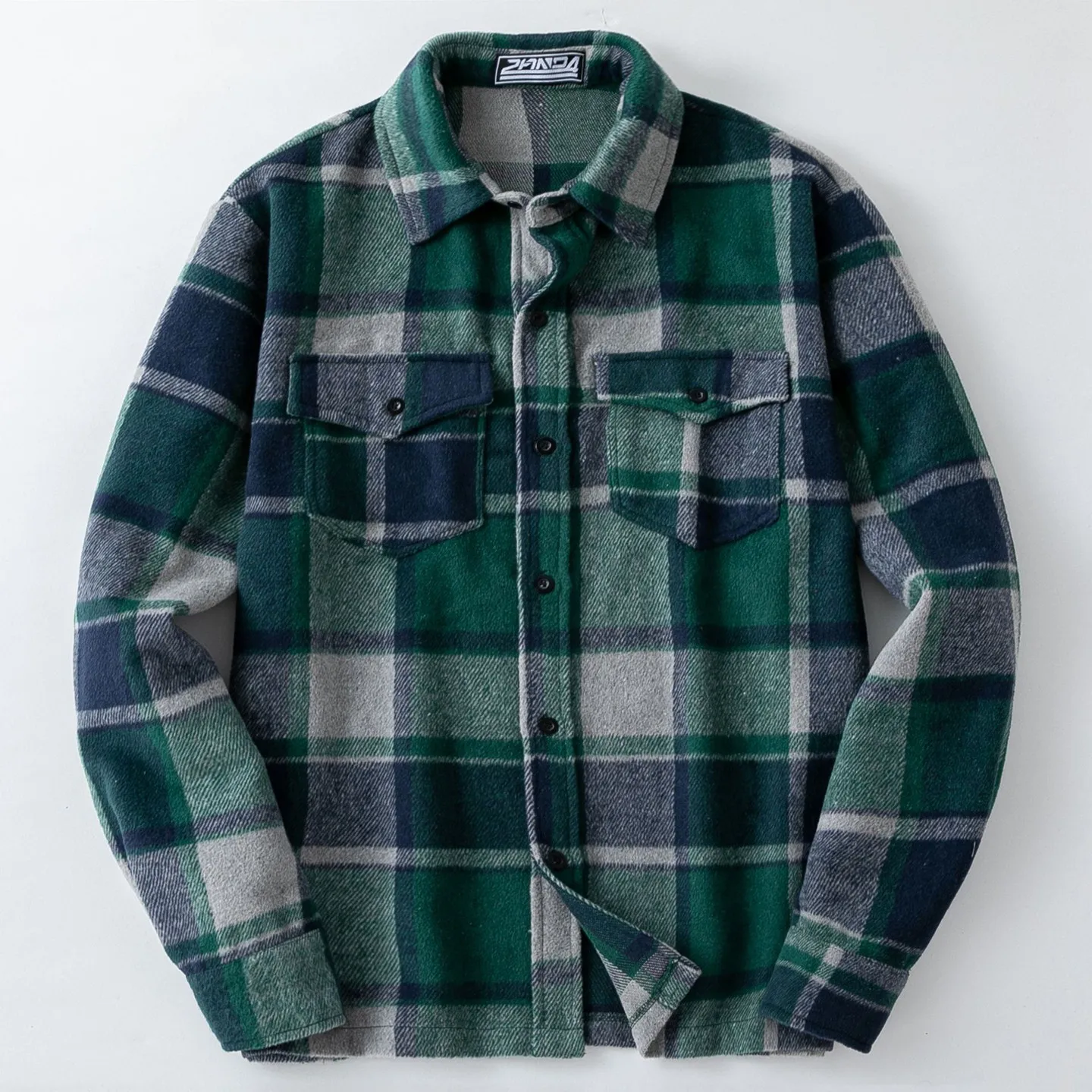 Classic Plaid Pattern Men's Long Sleeve Shirt Jacket Loose Fit European Style Breathable Polyester Cotton Blend Spring Wear