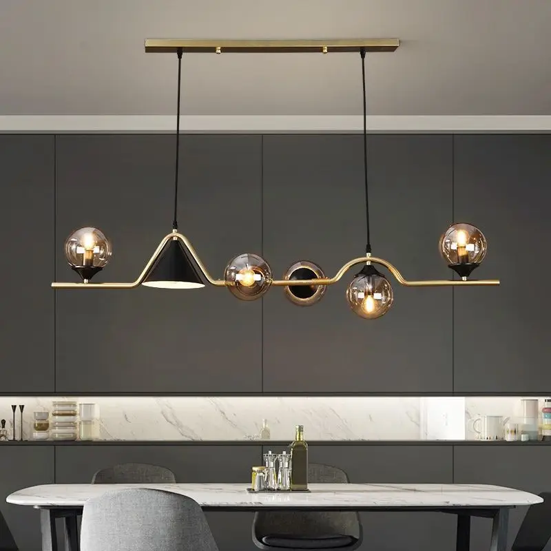 Creative chandelier Nordic personality Internet celebrity magic bean bubble light bar long milk tea