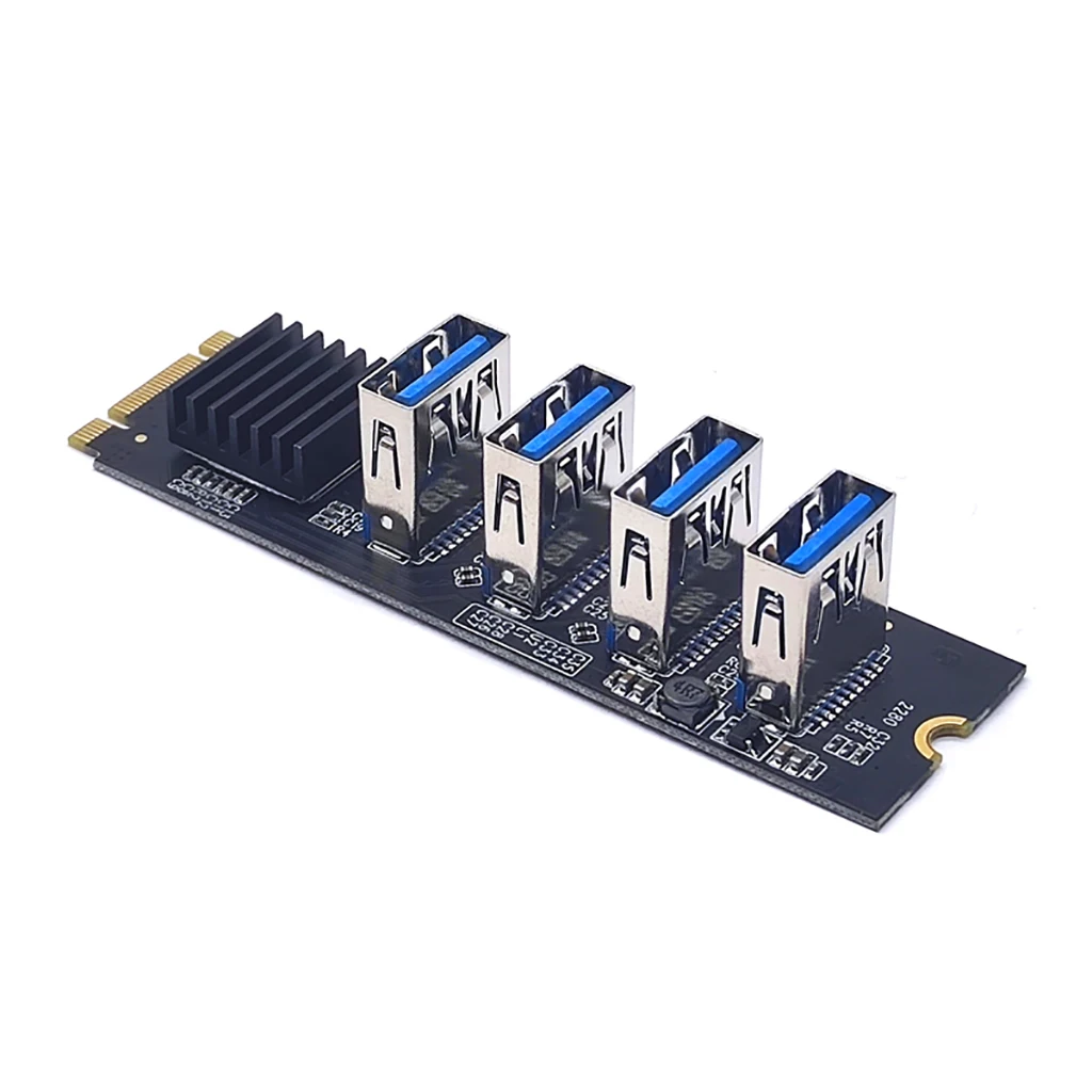 Tarjeta elevadora USB 3,0 PCI-E M.2 a PCIE, adaptador pci-express de 4 puertos para Mac Os, Windows y Linux