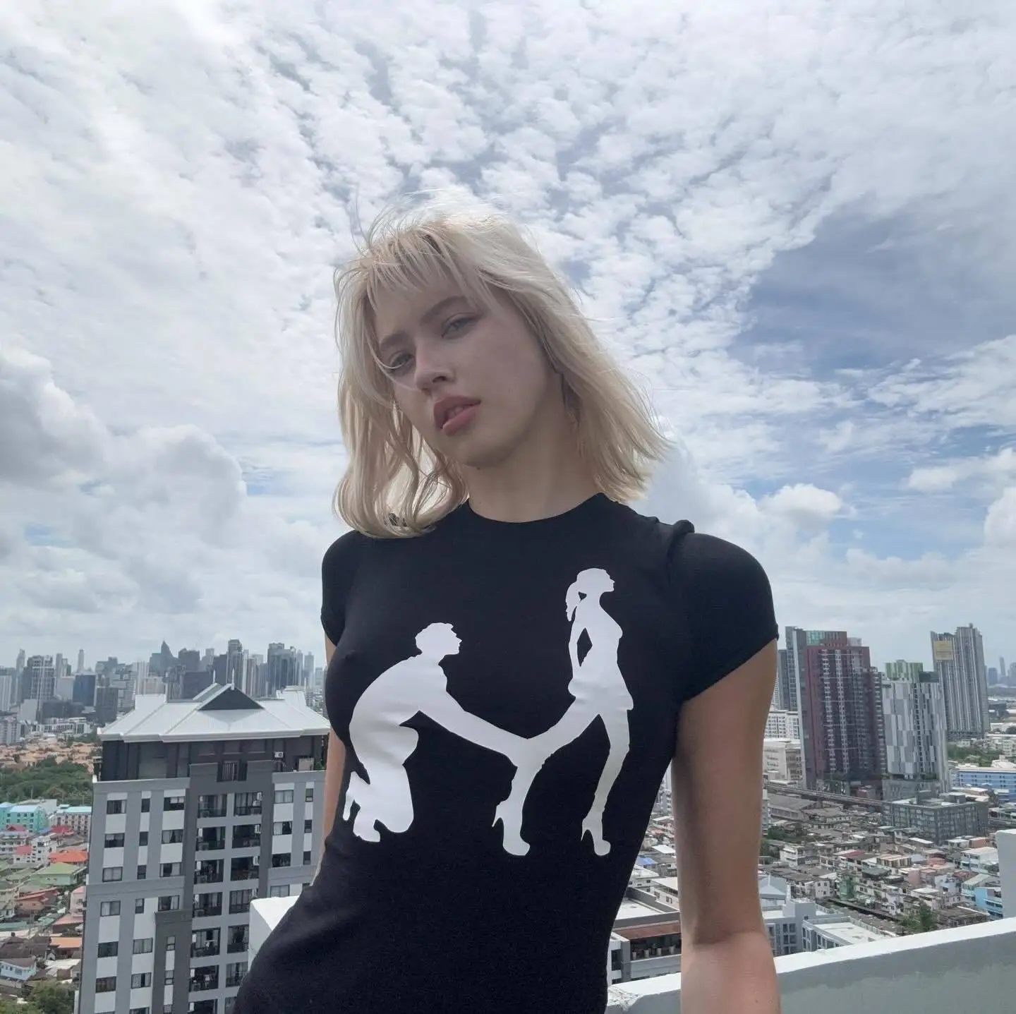 Y2K American Ins Letter Printed Tight Fitting Crop Top Exposed Round Neck Short Sleeve T Shirt for Women Summer