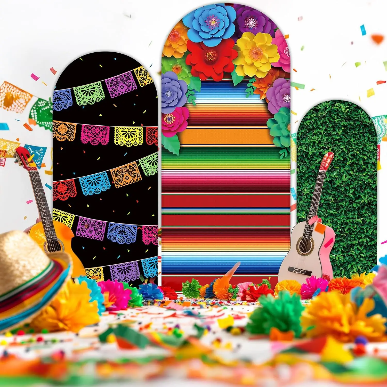 Mexican Fiesta Party Banner Backdrop Custom 2-sided Birthday Background Halloween Day of the Dead Chiara Arch Cover Supplies