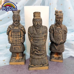 3D Chinese Historical Figures Terracotta Warriors Statue Candle Mold For DIY Sculpture Craft Home Decor Statue Ornaments Mould